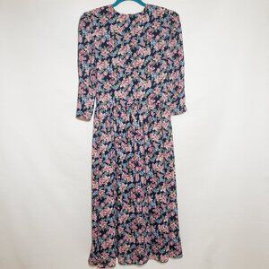 Pellini 90's Vintage Floral allover print Chiffon Midi Dress Tea Demure Feminine